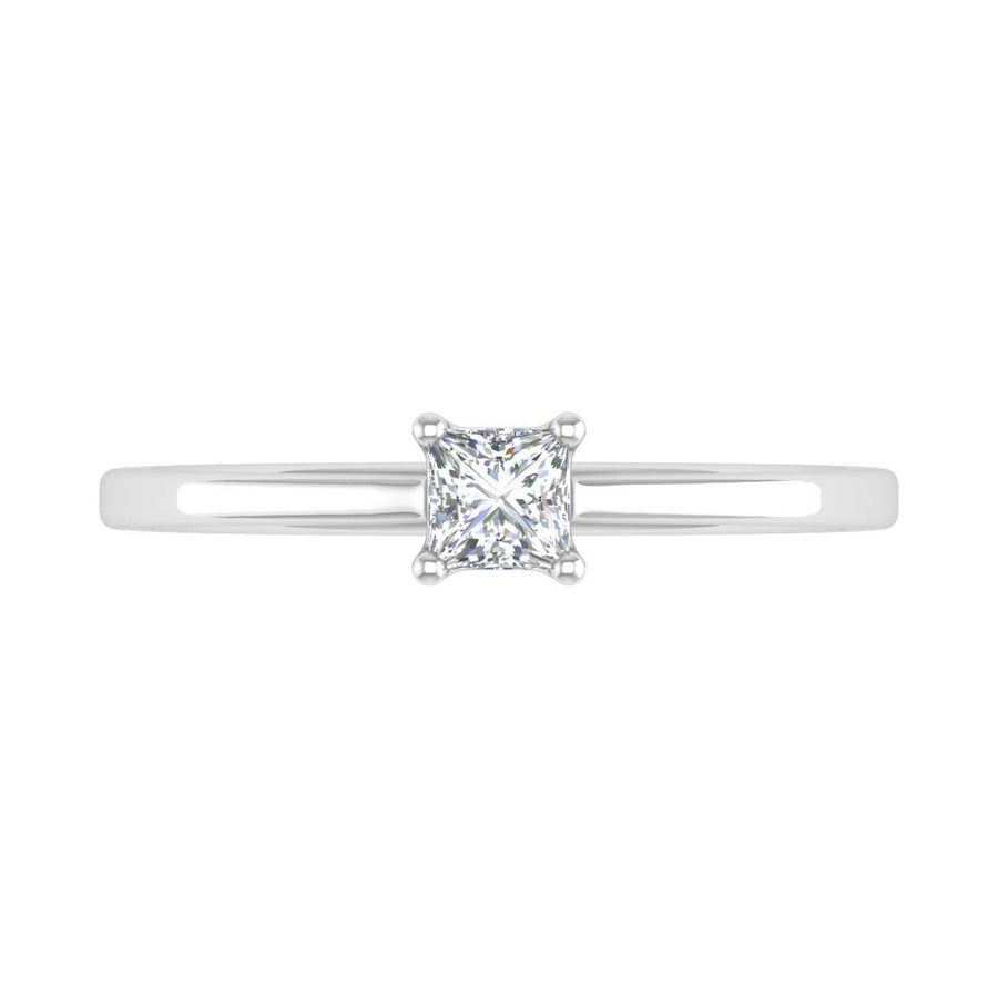 1/4 Carat 4-Prong Set Princess Cut Diamond Solitaire Engagement Ring Band in Gold