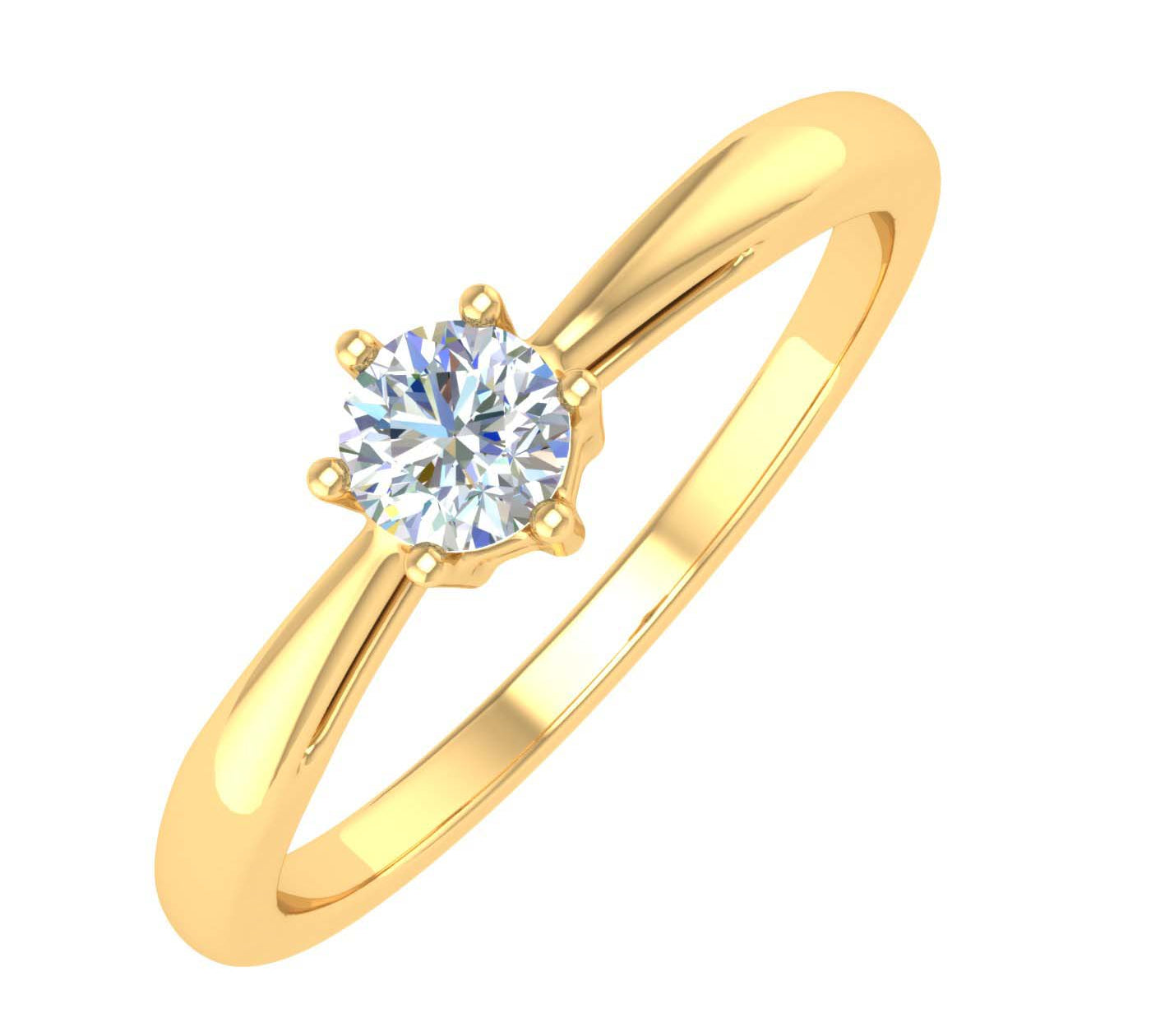 1/5 Carat 6-Prong Set Diamond Solitaire Engagement Ring Band in Gold - IGI Certified