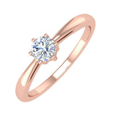 1/4 Carat 6-Prong Set Diamond Solitaire Engagement Ring Band in Gold