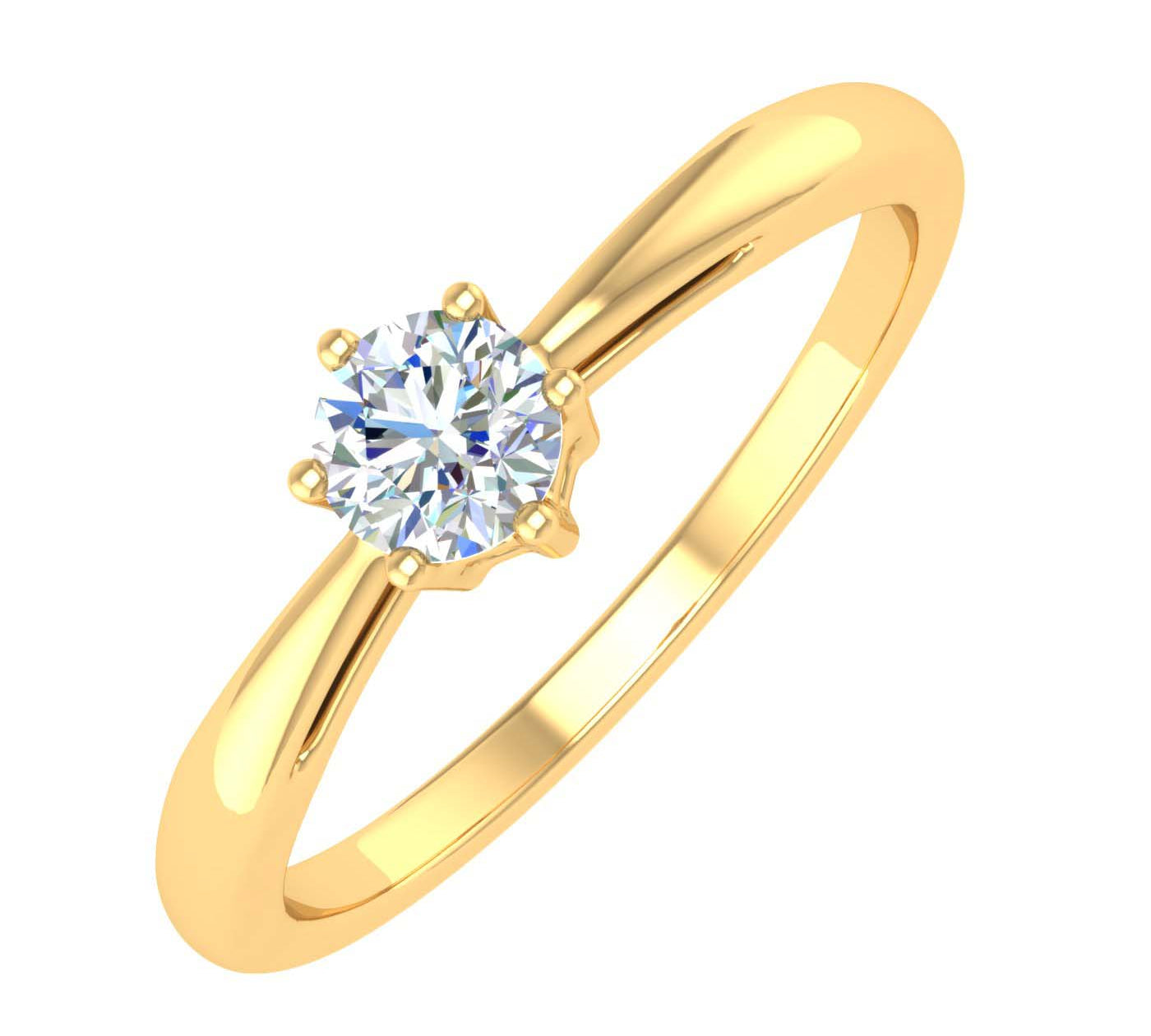 1/4 Carat 6-Prong Set Diamond Solitaire Engagement Ring Band in Gold - IGI Certified - Thumbnail 4