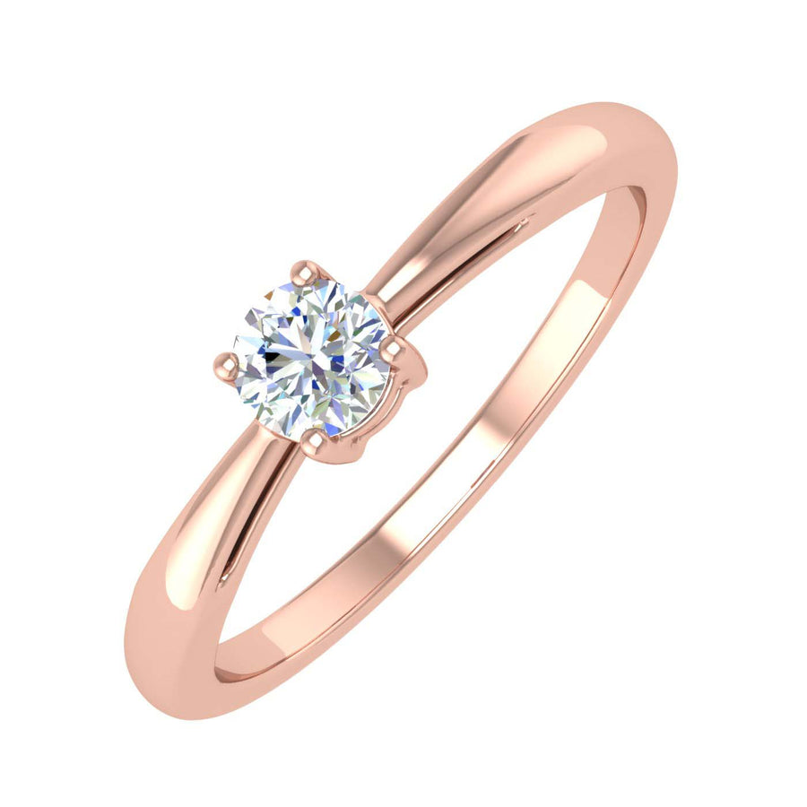 1/5 Carat 4-Prong Set Diamond Solitaire Engagement Ring Band in Gold - IGI Certified