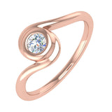 1/5 Carat Bezel Set Diamond Solitaire Engagement Ring Band in Gold - IGI Certified