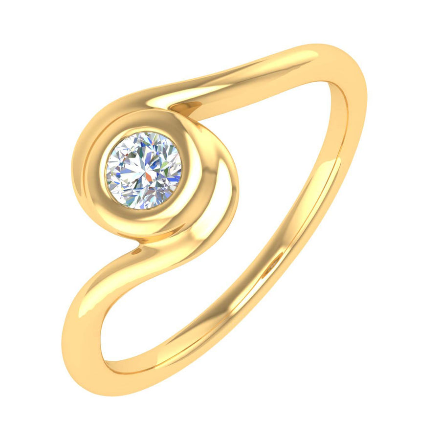 1/5 Carat Bezel Set Diamond Solitaire Engagement Ring Band in Gold - IGI Certified