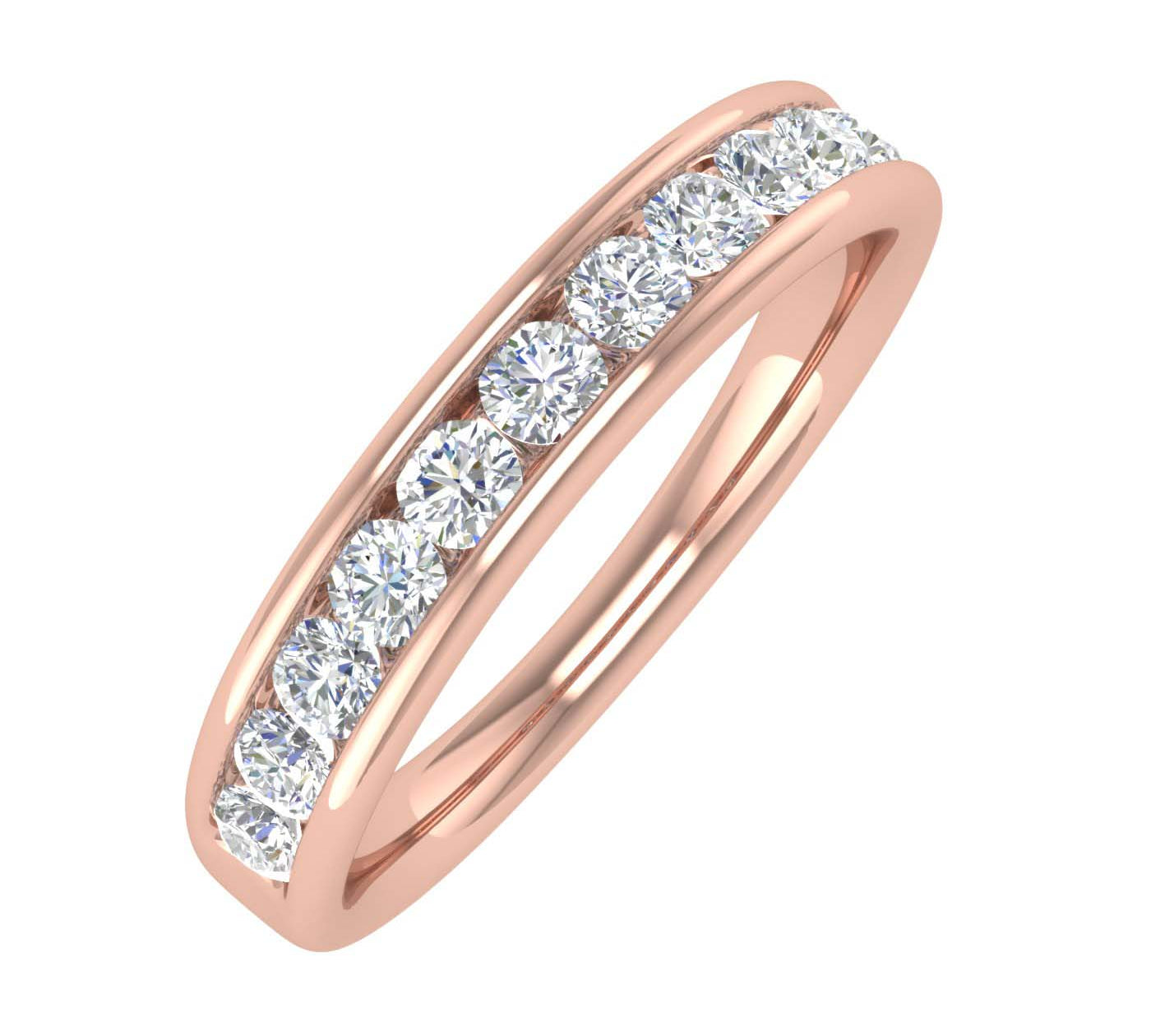 1/2 Carat Channel Set Diamond Wedding Band Ring in Gold - IGI Certified