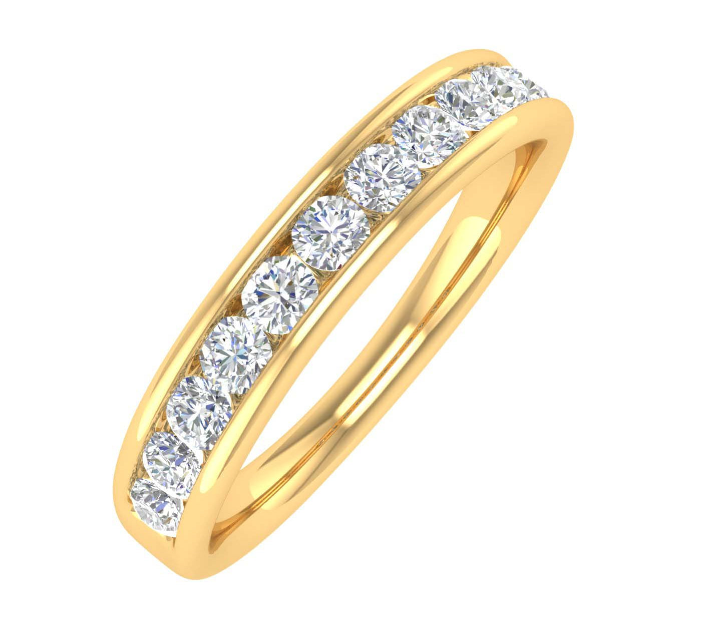1/2 Carat Channel Set Diamond Wedding Band Ring in Gold - IGI Certified
