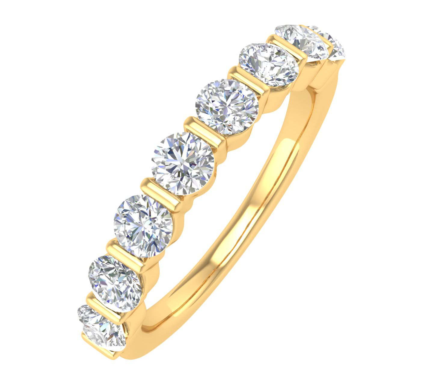1 Carat Diamond Wedding Band Ring in Gold - IGI Certified
