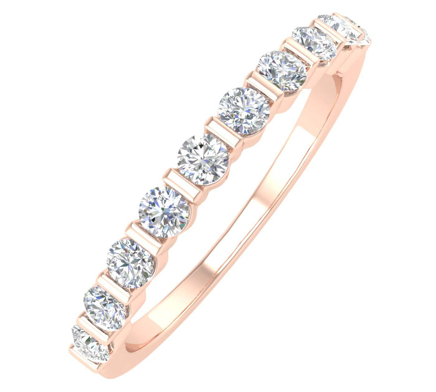 Gold Channel Set Diamond Wedding Band Ring (1/2 Carat) - IGI Certified