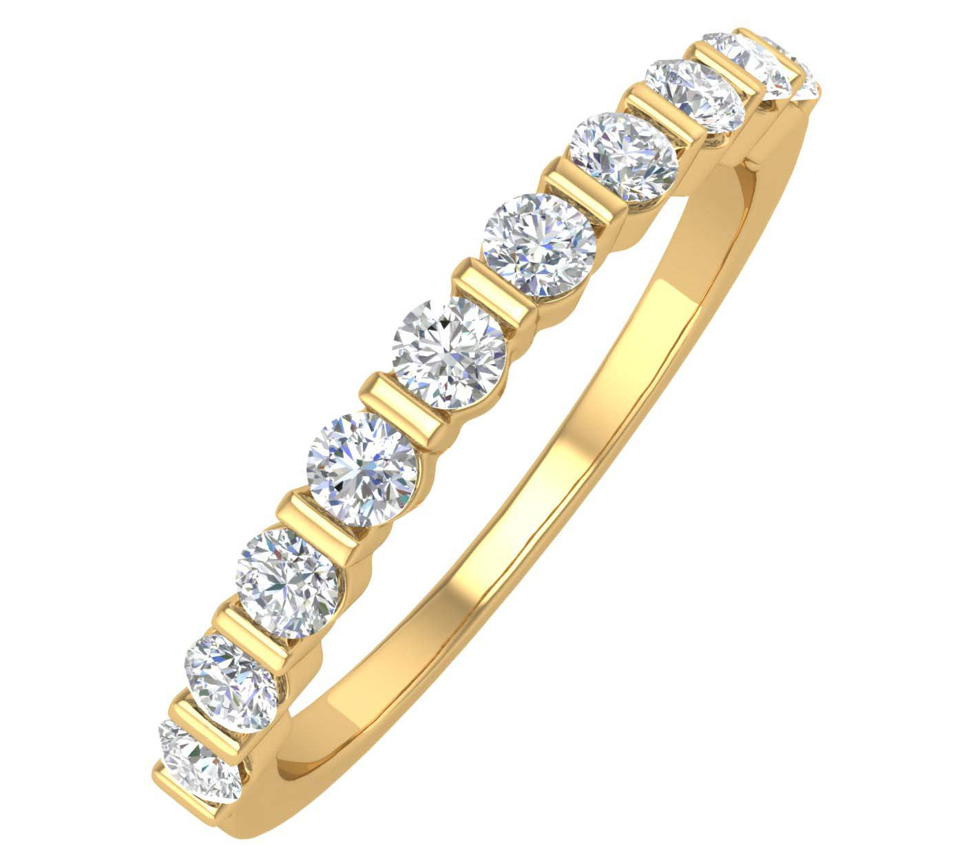 Gold Channel Set Diamond Wedding Band Ring (1/2 Carat) - IGI Certified