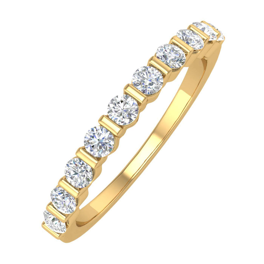 Gold Channel Set Diamond Wedding Band Ring (1/2 Carat) - IGI Certified