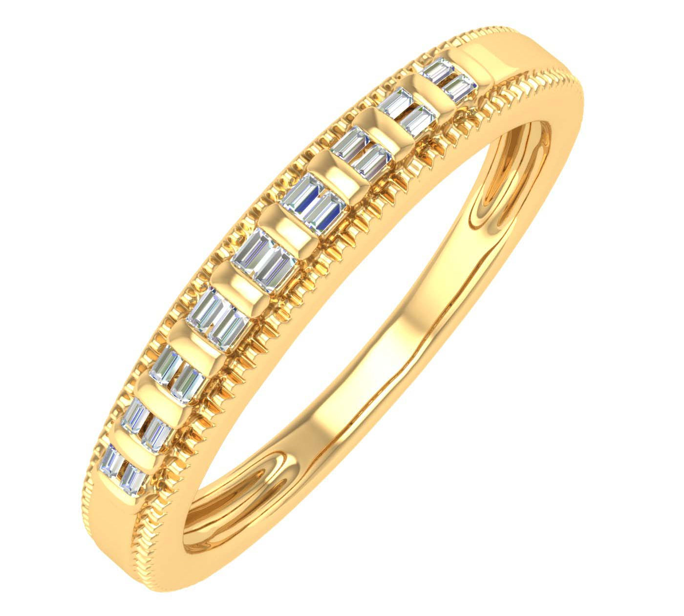 1/10 Carat Channel Set Diamond Wedding Anniversary Ring in Gold - IGI Certified