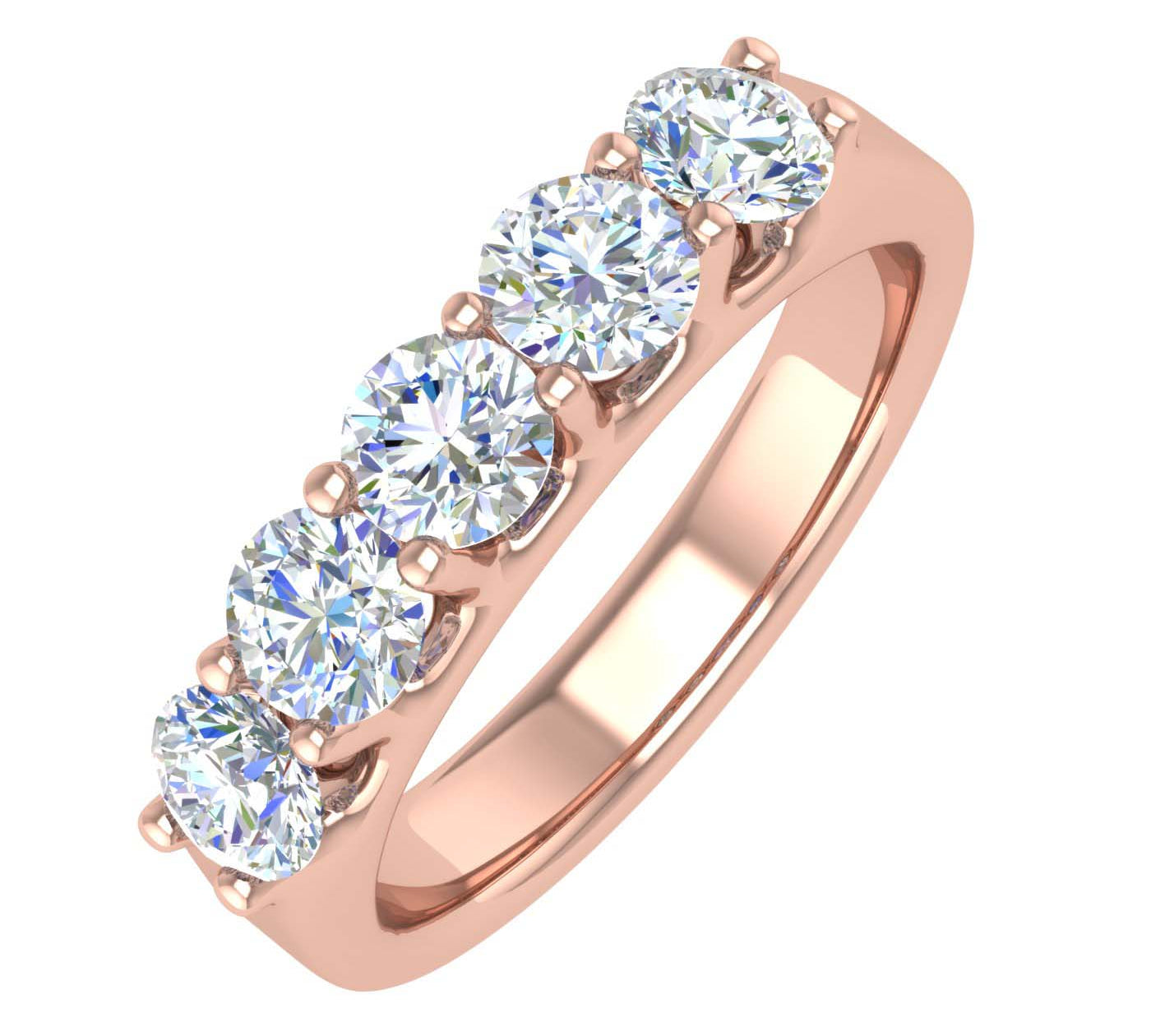 1 Carat (ctw) 5-Stone Diamond Wedding Band Ring in Gold - IGI Certified