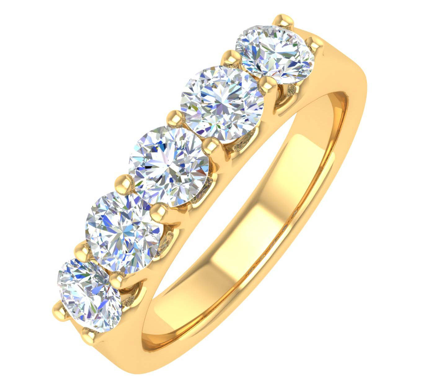 1 Carat (ctw) 5-Stone Diamond Wedding Band Ring in Gold - IGI Certified