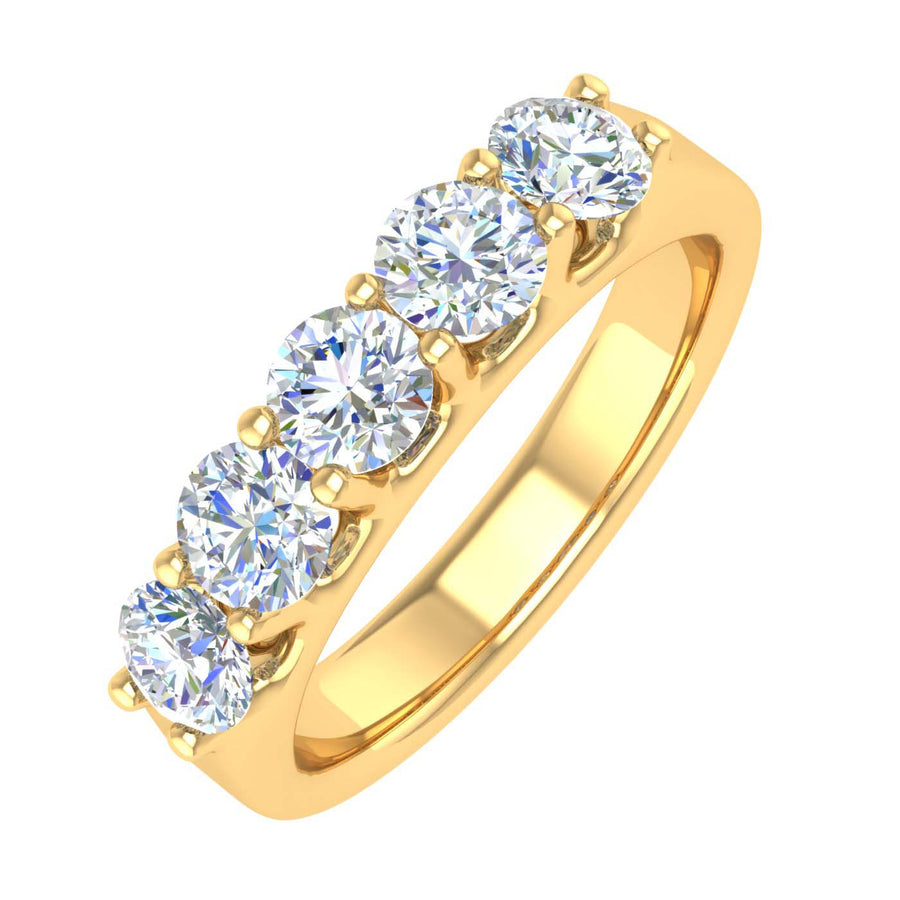 1 Carat (ctw) 5-Stone Diamond Wedding Band Ring in Gold