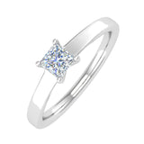 Gold 4-Prong Set Princess Cut Diamond Solitaire Engagement Ring Band (0.26 Carat)