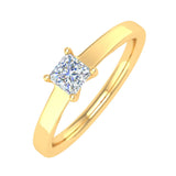 Gold 4-Prong Set Princess Cut Diamond Solitaire Engagement Ring Band (0.26 Carat)