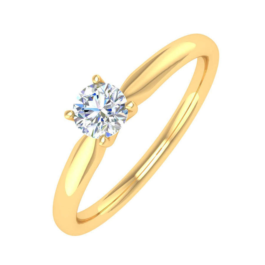 1/4 Carat 4-Prong Set Solitaire Diamond Engagement Ring Band in Gold - IGI Certified