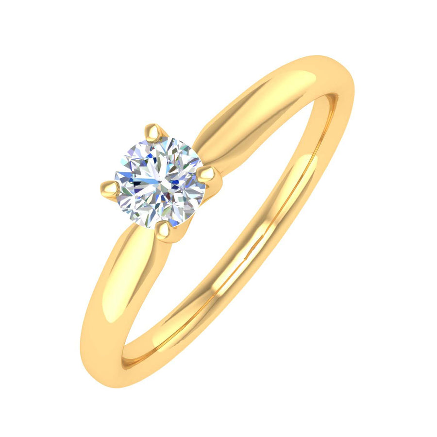 1/5 Carat 4-Prong Set Solitaire Diamond Engagement Ring Band in Gold - IGI Certified