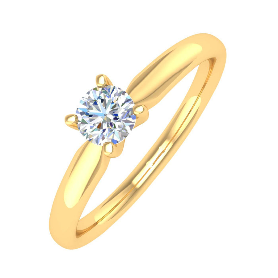 1/4 Carat 4-Prong Set Solitaire Diamond Engagement Ring Band in Gold - IGI Certified