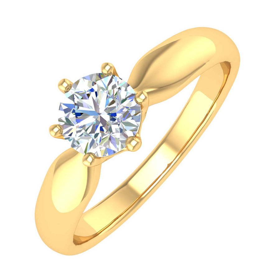 1/2 Carat 6-Prong Set Diamond Solitaire Engagement Ring in Gold