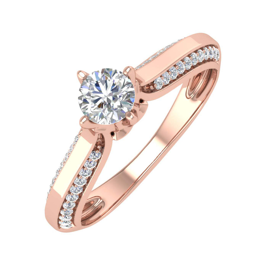 1/2 Carat Round Diamond Solitaire Engagement Ring Band in Gold - IGI Certified