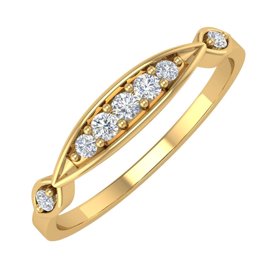 1/10 Carat 5 Stone Pave Set Diamond Wedding Ring in Gold - IGI Certified