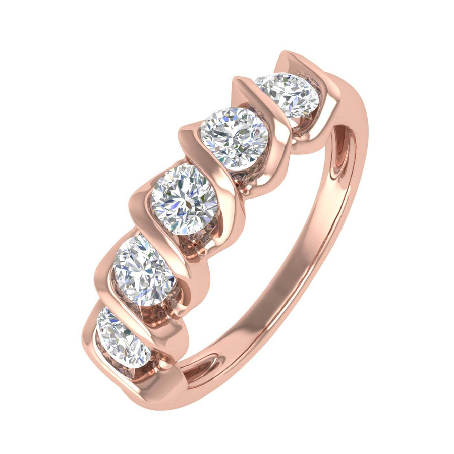 1 Carat (ctw) Channel Set 5-Stone Diamond Wedding Band Ring in Gold - IGI Certified