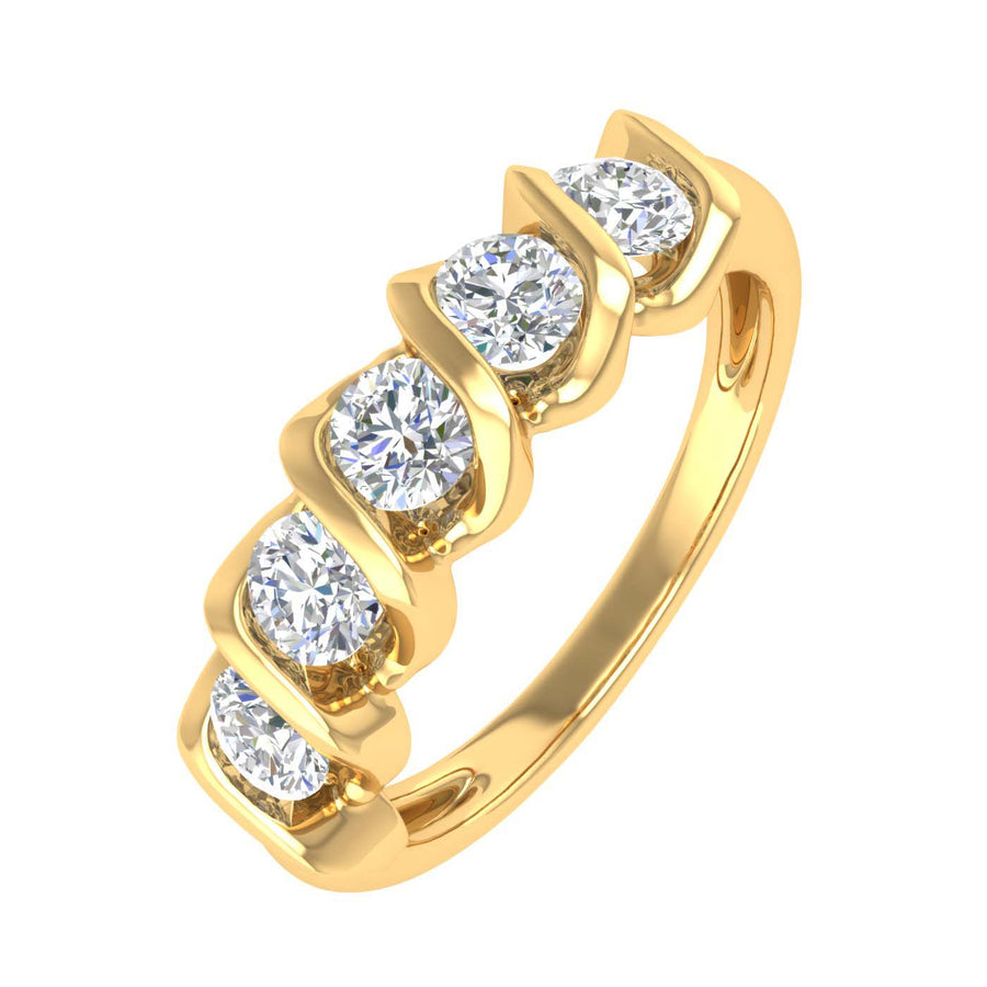 1 Carat (ctw) Channel Set 5-Stone Diamond Wedding Band Ring in Gold