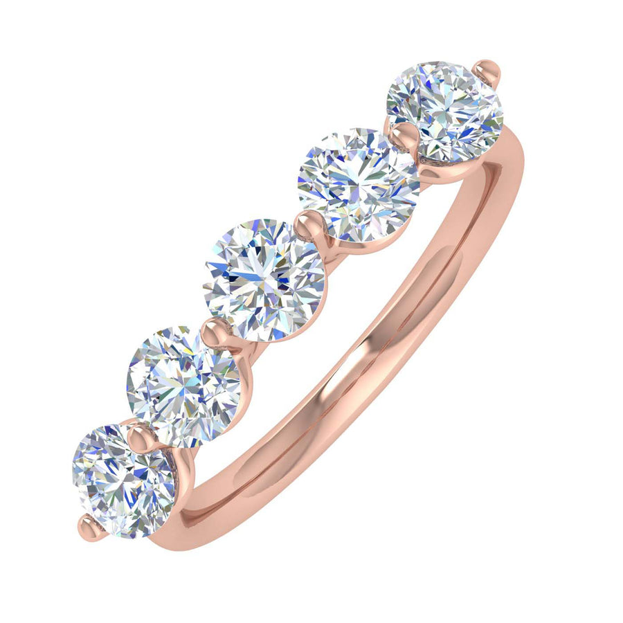 1 Carat 5-Stone Diamond Wedding Band Ring in Gold