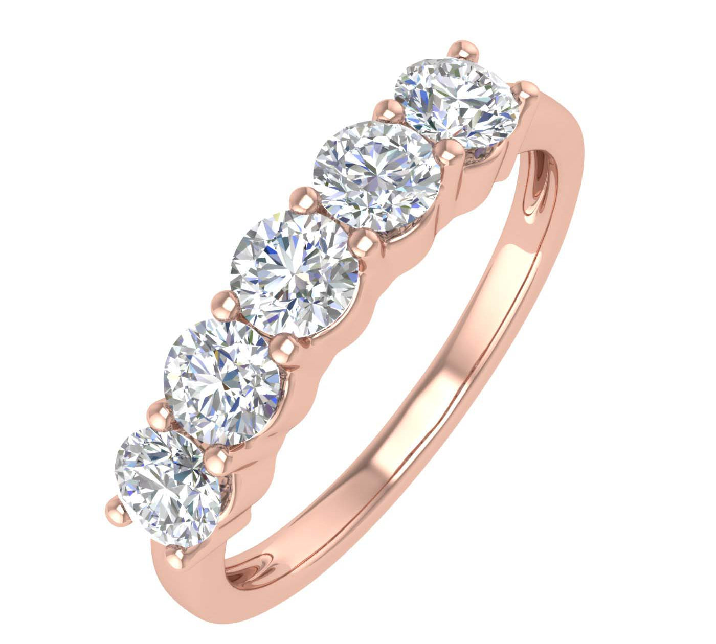 1 Carat (ctw) 5-Stone Diamond Wedding Band Ring in Gold - IGI Certified