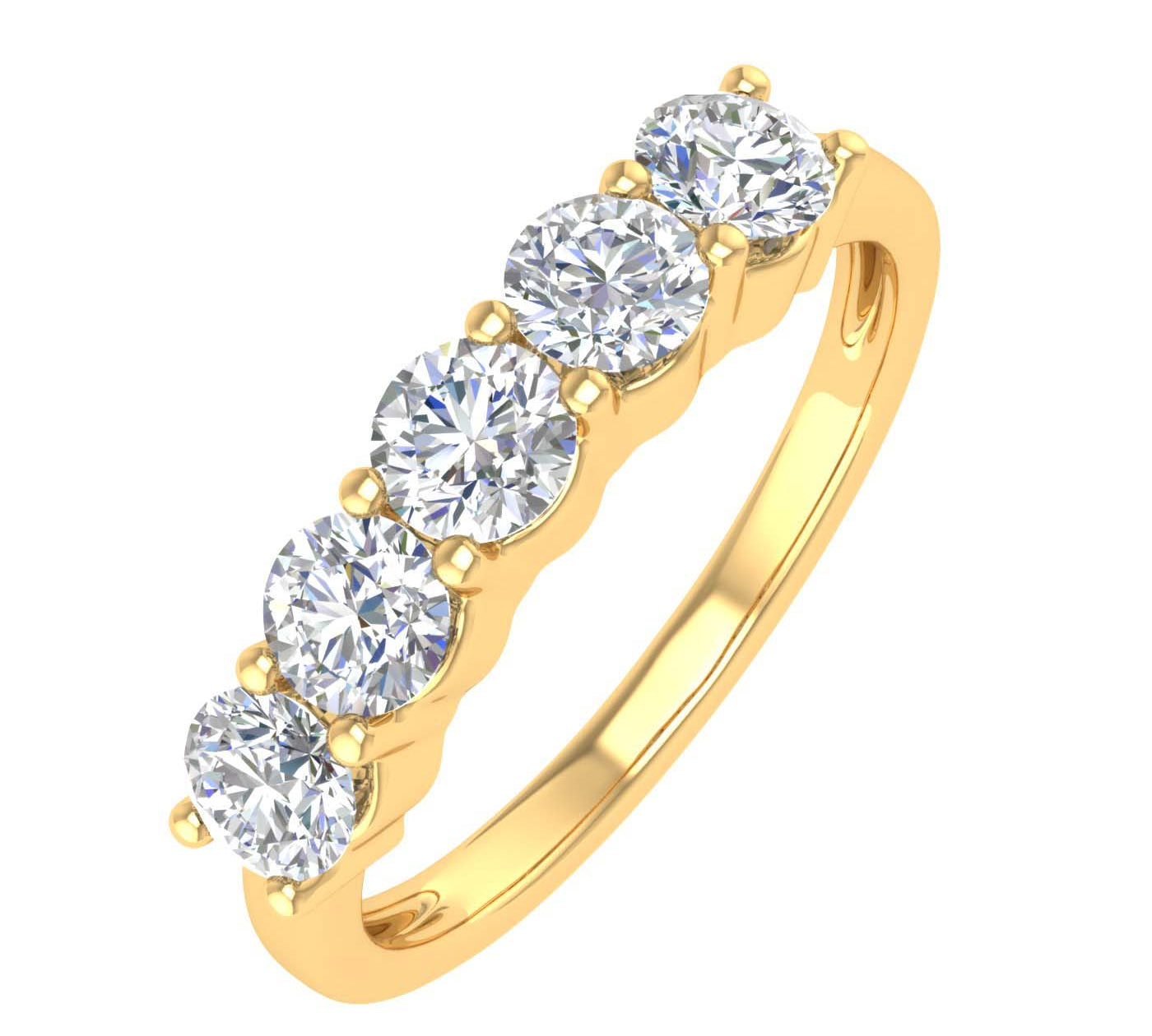 1 Carat (ctw) 5-Stone Diamond Wedding Band Ring in Gold - IGI Certified
