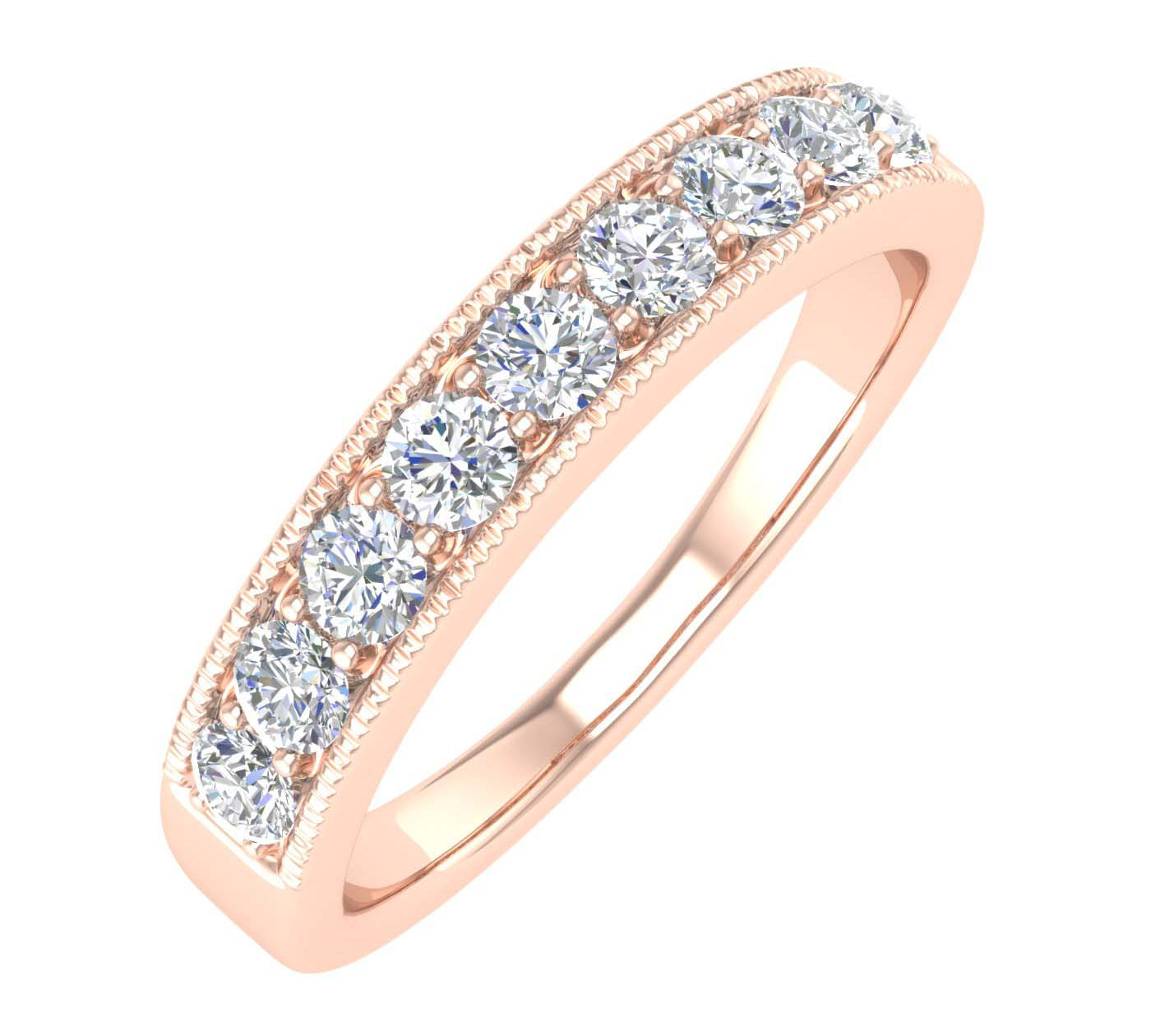 1/2 Carat Round Diamond Wedding Band Ring in Gold - IGI Certified