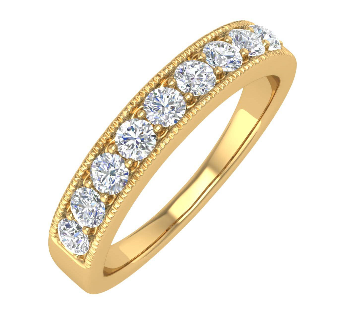1/2 Carat Round Diamond Wedding Band Ring in Gold - IGI Certified