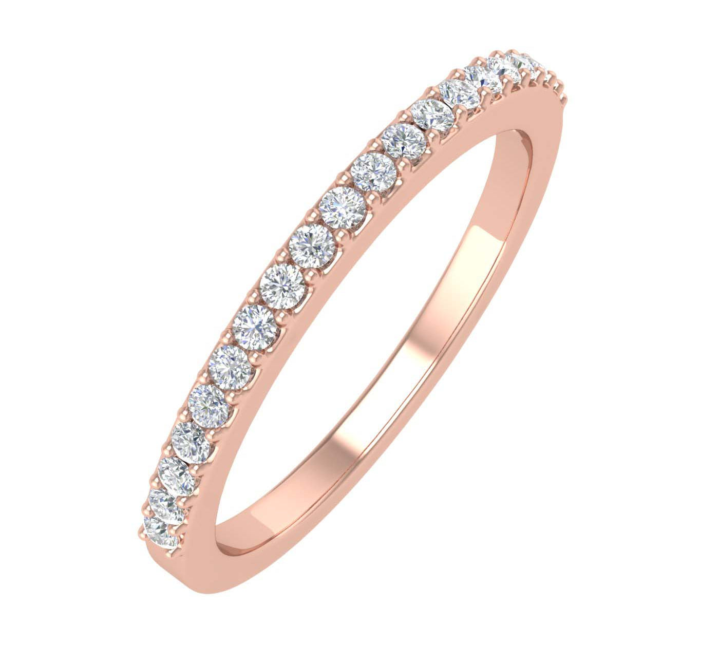 1/5 Carat Prong Set Diamond Wedding Band Ring in Gold - IGI Certified