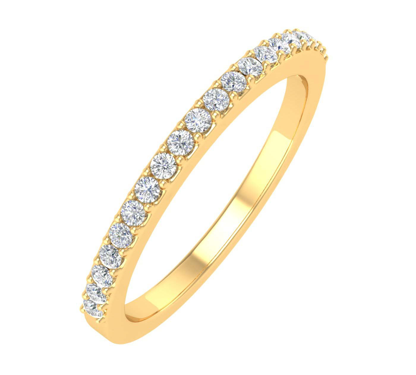 1/5 Carat Prong Set Diamond Wedding Band Ring in Gold - IGI Certified