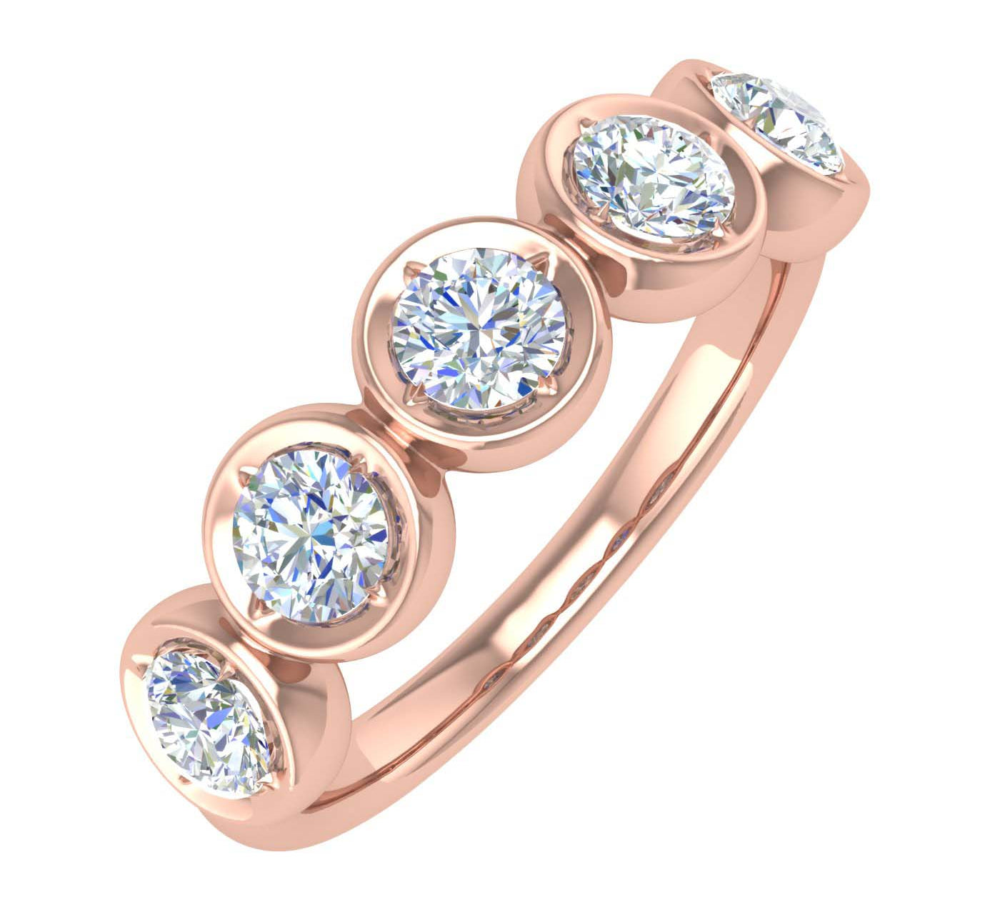 1 Carat (ctw) Bezel Set 5-Stone Diamond Wedding Band Ring in Gold