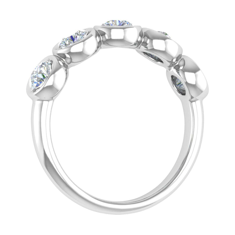 1 Carat (ctw) Bezel Set 5-Stone Diamond Wedding Band Ring in Gold - IGI Certified