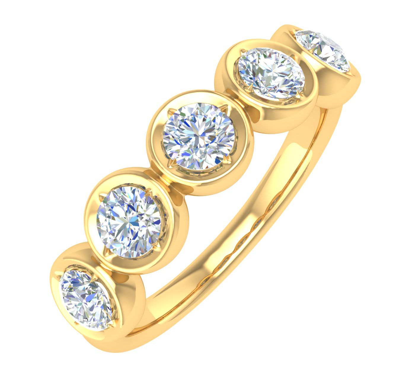 1 Carat (ctw) Bezel Set 5-Stone Diamond Wedding Band Ring in Gold