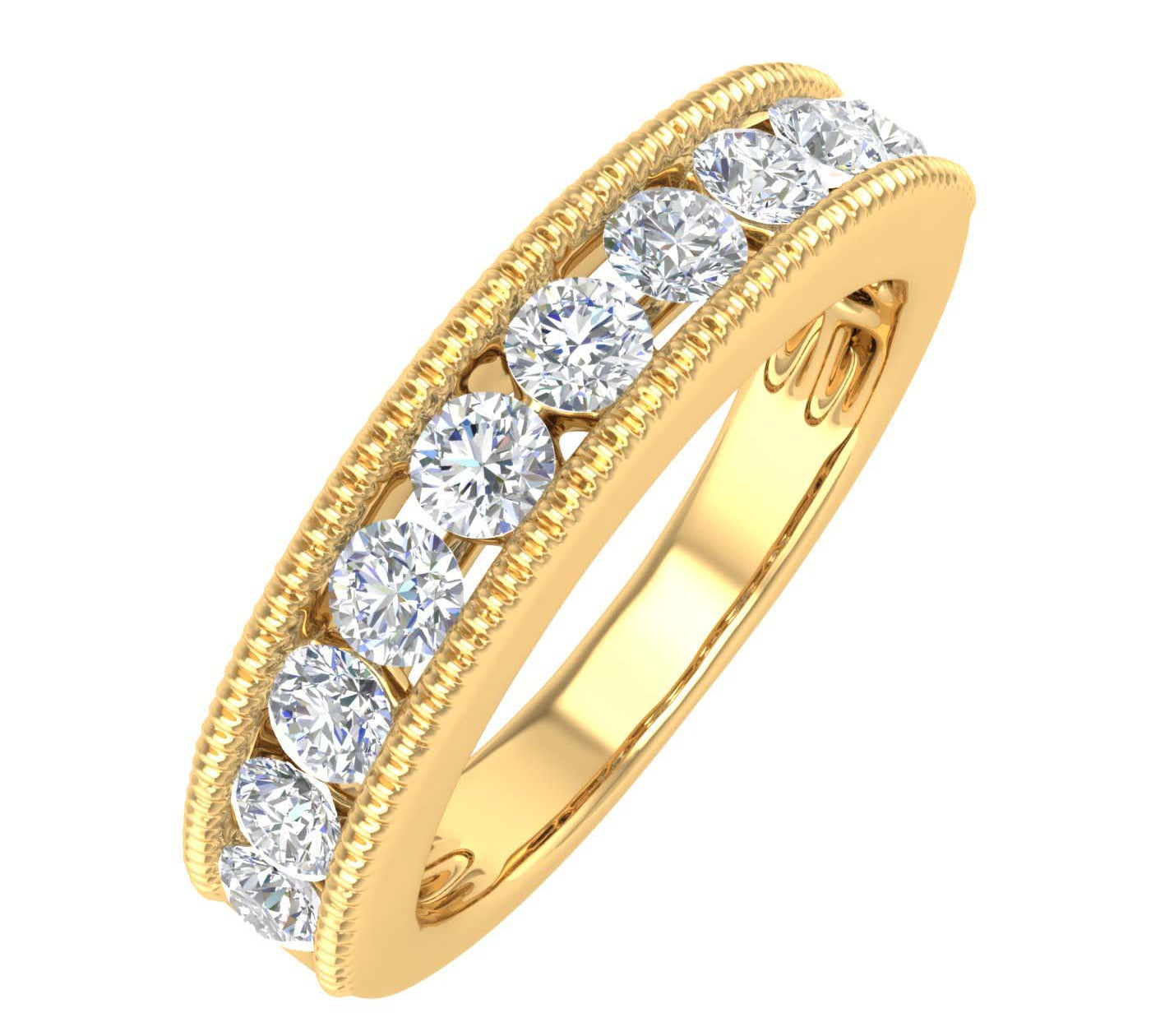 1 Carat Diamond Wedding Band Ring in Gold - IGI Certified