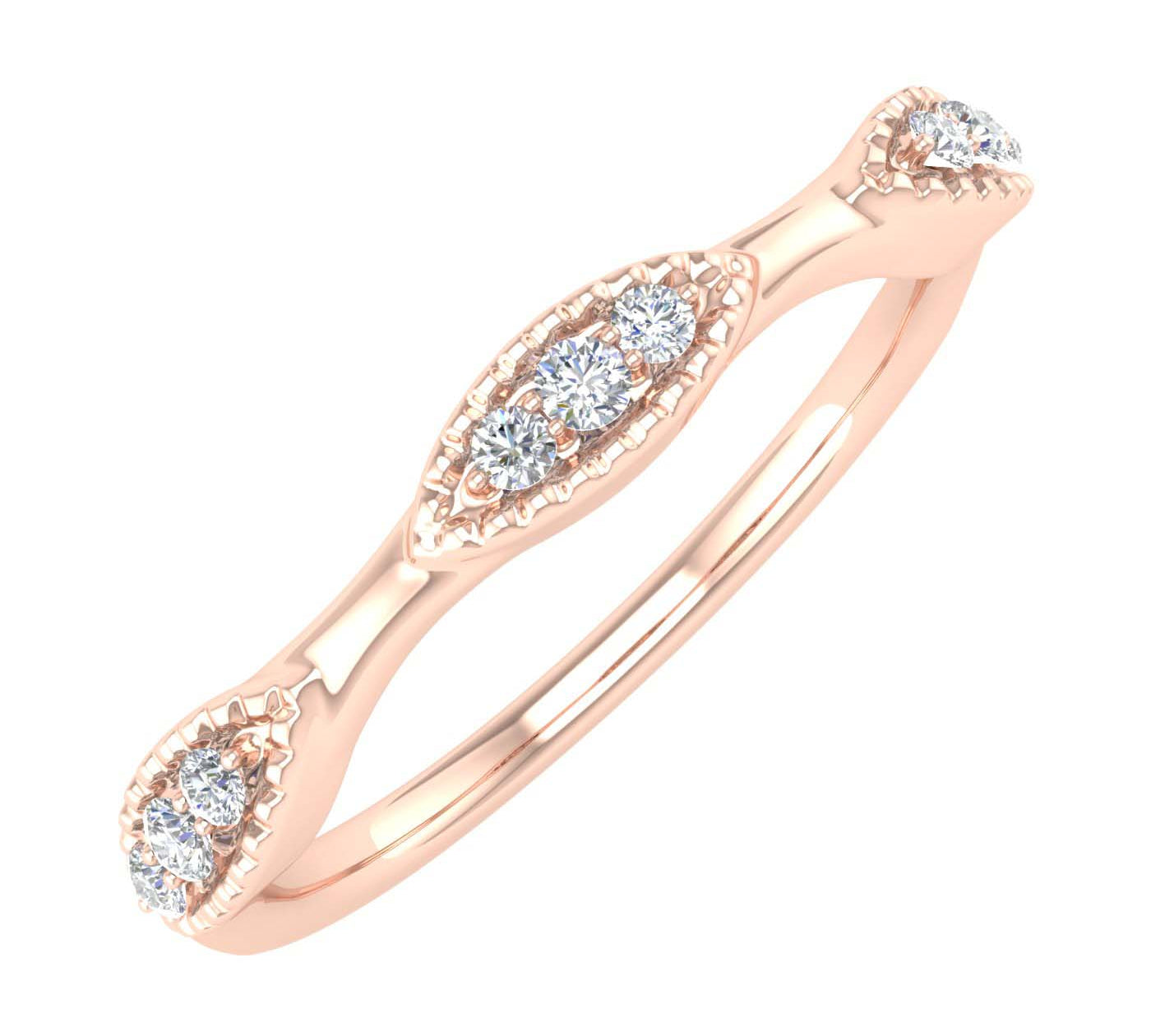 1/10 Carat Pave Set Diamond Wedding Anniversary Ring in Gold - IGI Certified
