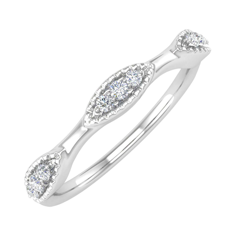 1/10 Carat Pave Set Diamond Wedding Anniversary Ring in Gold - IGI Certified