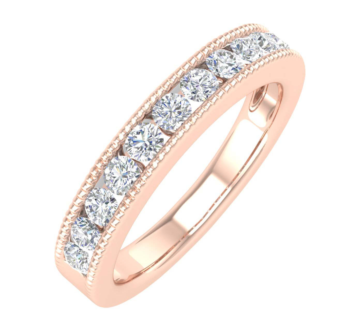 1/2 Carat Channel Set Diamond Wedding Band Ring in Gold - IGI Certified