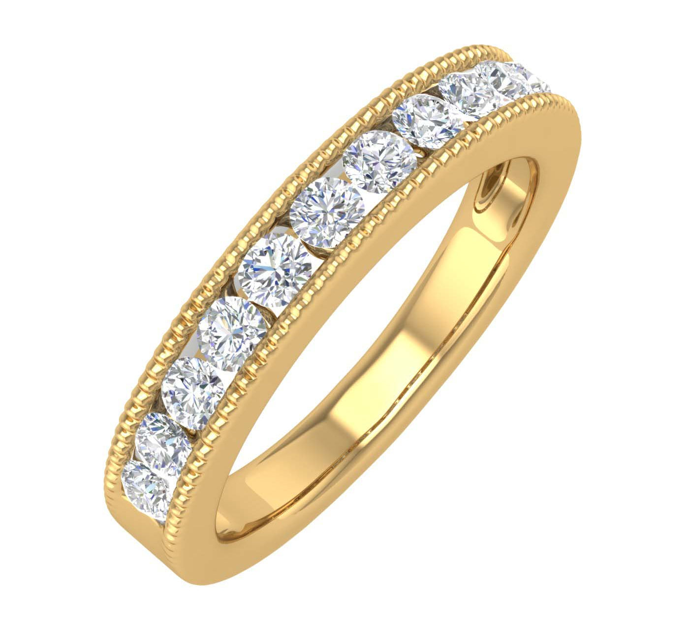 1/2 Carat Channel Set Diamond Wedding Band Ring in Gold - IGI Certified