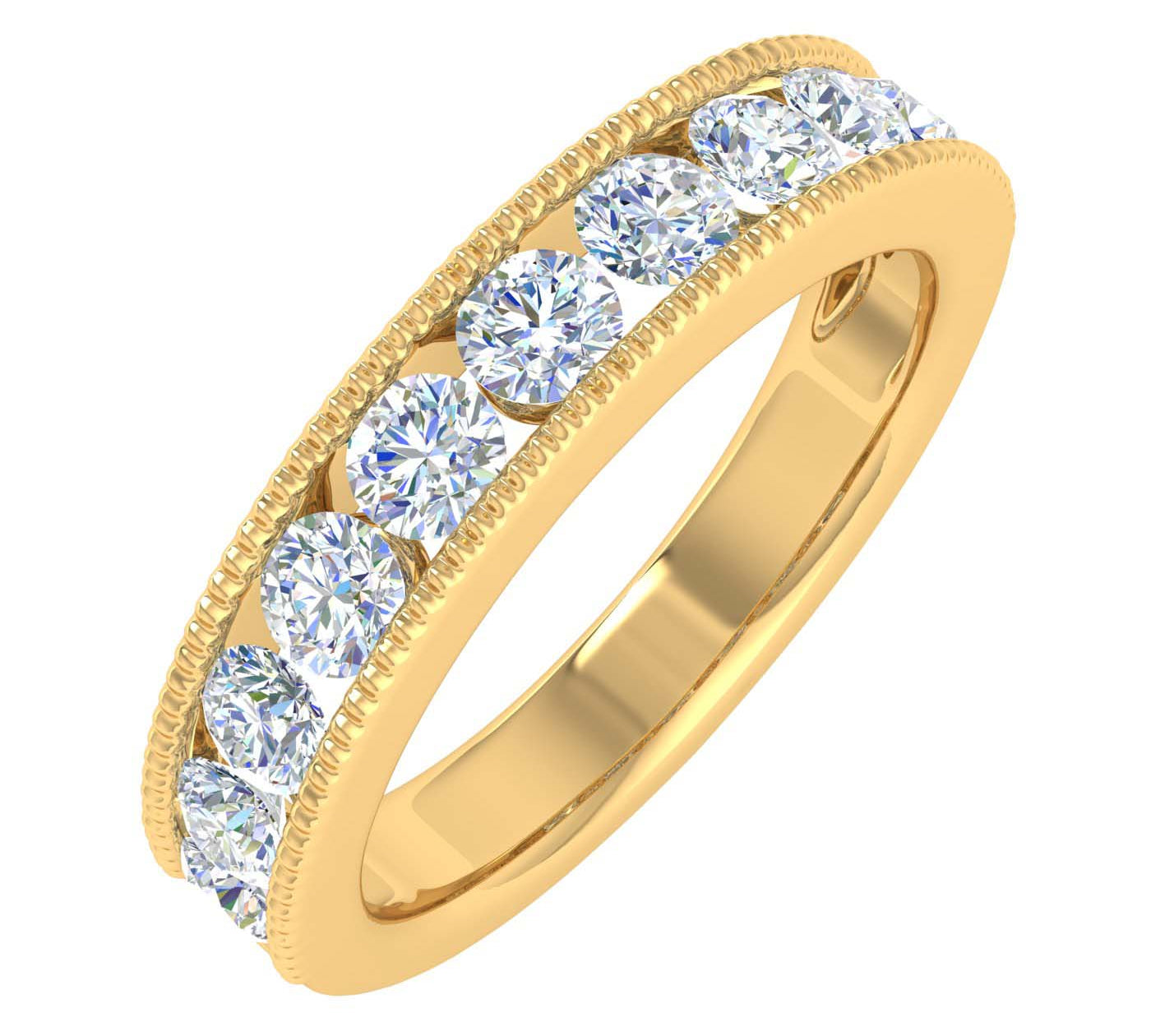 1 Carat Diamond Wedding Band Ring in Gold - IGI Certified