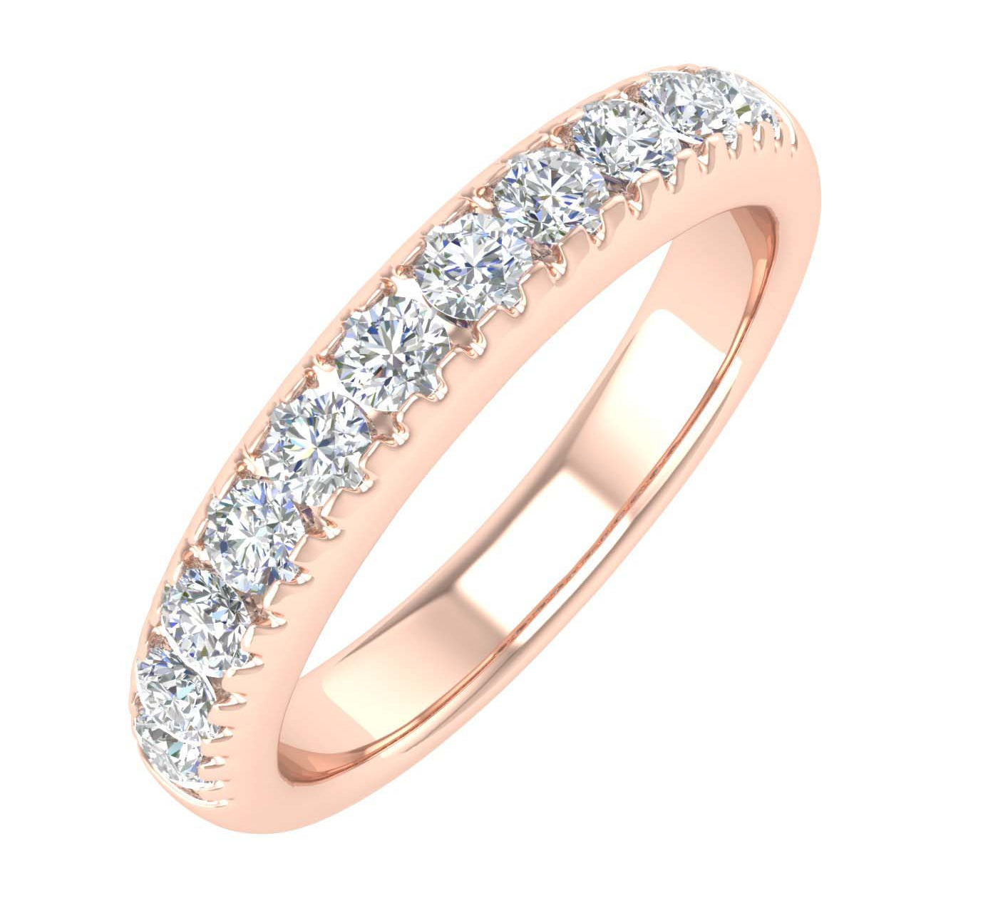 1/2 Carat Round Diamond Wedding Band Ring in Gold - IGI Certified