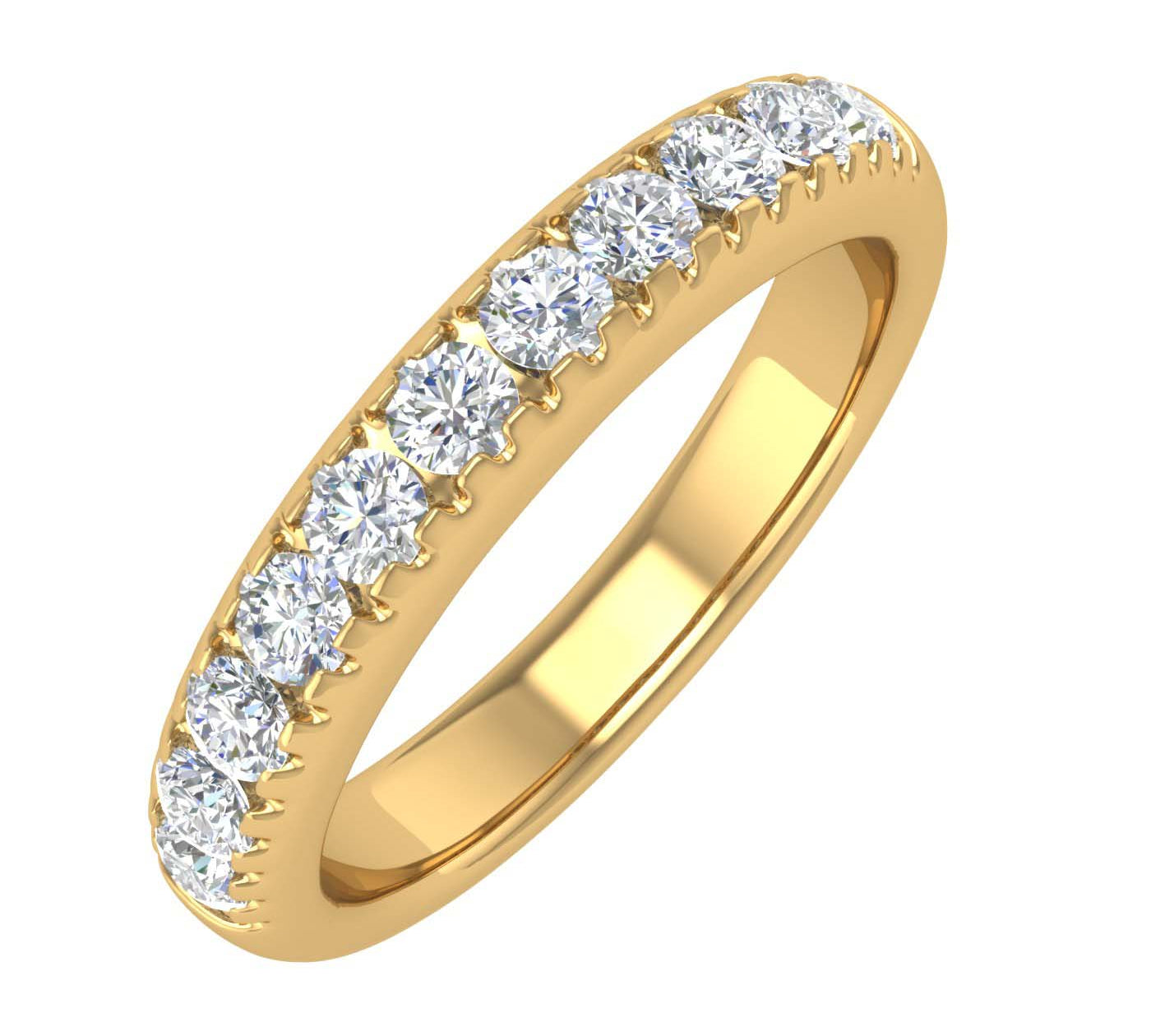 1/2 Carat Round Diamond Wedding Band Ring in Gold - IGI Certified