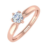 1/4 Carat 6-Prong Set Diamond Solitaire Engagement Ring Band in Gold - IGI Certified