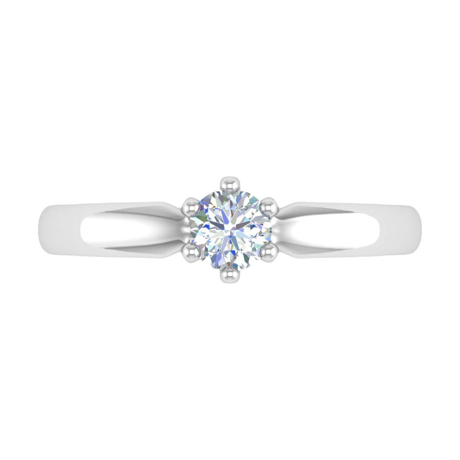 1/4 Carat 6-Prong Set Diamond Solitaire Engagement Ring Band in Gold - IGI Certified