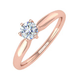 1/4 Carat 6-Prong Set Diamond Solitaire Engagement Ring Band in Gold - IGI Certified