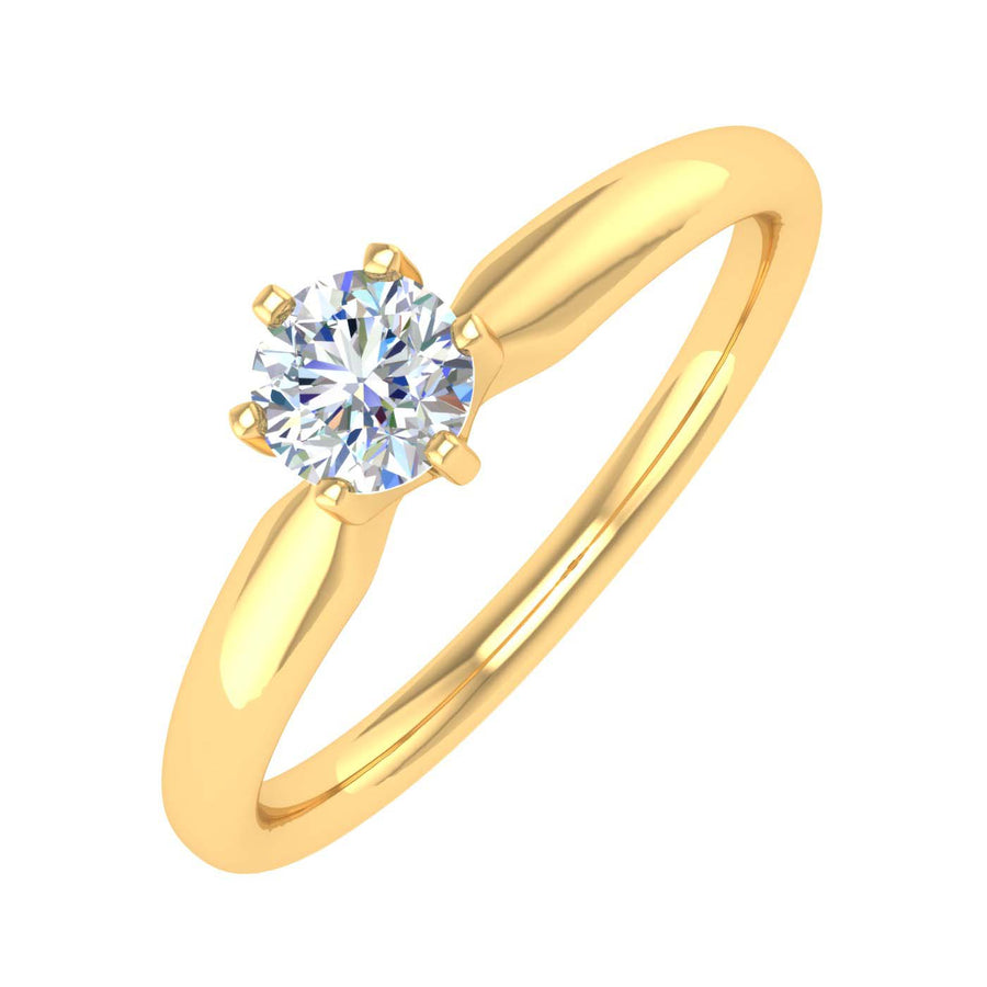 1/4 Carat 6-Prong Set Diamond Solitaire Engagement Ring Band in Gold