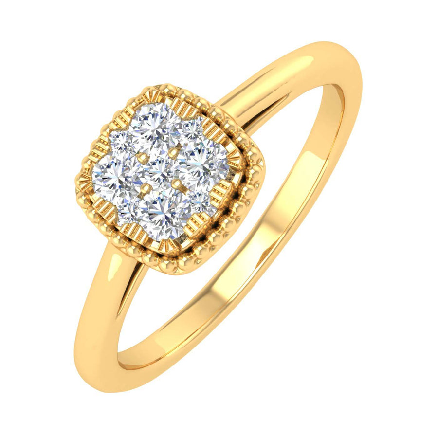 1/4 Carat Cushion Cut Diamond Ring in Gold